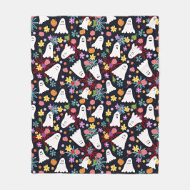 幽霊と花 フリースブランケット