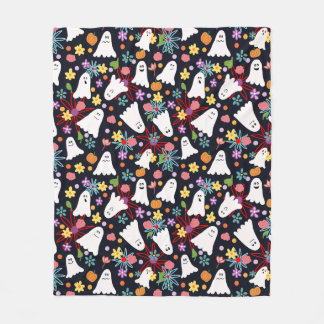 幽霊と花 フリースブランケット