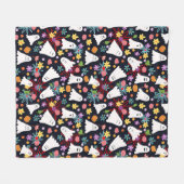 幽霊と花 フリースブランケット (正面(横))