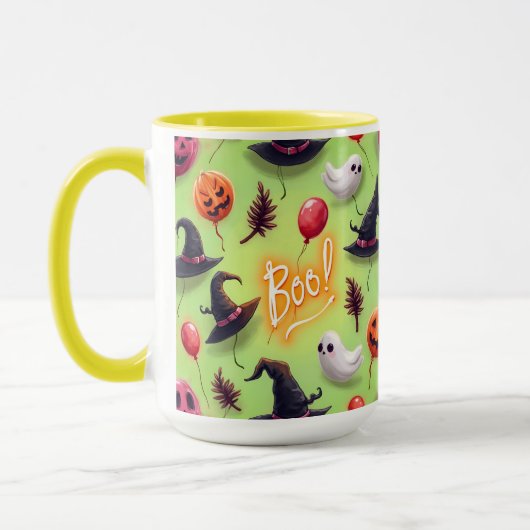 幽霊と風船、ハロウィーン、Natasha Us マグカップ (左)