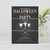 幽霊と骨のハロウィンコスチュームパーティー 招待状 (スタンド正面)