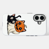 幽霊と黒猫がハロウィーンの仮面を着ている Case-Mate iPhoneケース (裏面 (横))