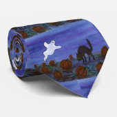 幽霊と黒猫のカボチャのパッチネックタイ ネクタイ (ロール)