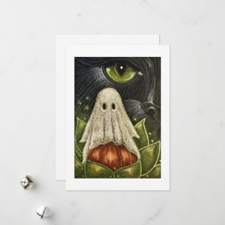 幽霊と黒猫のハロウィンカード シーズンカード