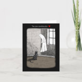 幽霊と黒猫の不気味なゴシックアートラブ カード (正面)