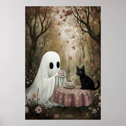 幽霊と黒猫の秋の紅茶 ポスター (正面)