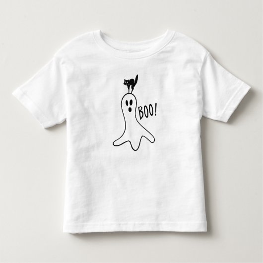 幽霊と黒猫ハロウィーンカワイト トドラーTシャツ (正面)