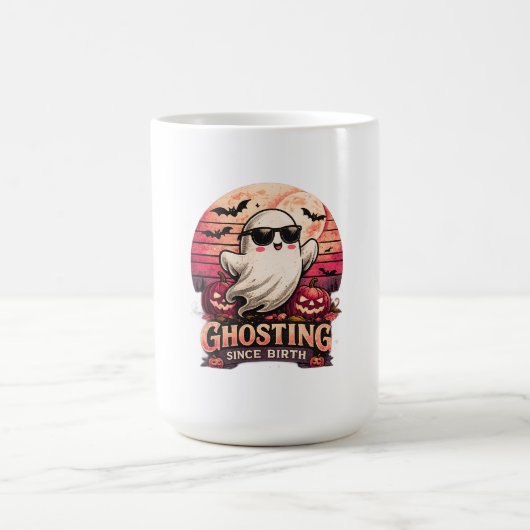 幽霊になって生まれた 面白い ハロウィン 幽霊 コーヒー コーヒーマグカップ (中央)