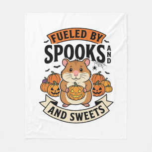 幽霊にエネルギーをもらうハロウィンハムスター かわいいおもしろい_1 フリースブランケット