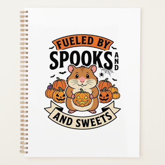 幽霊にエネルギーをもらうハロウィンハムスター かわいいおもしろい_1 プランナー手帳 (正面)