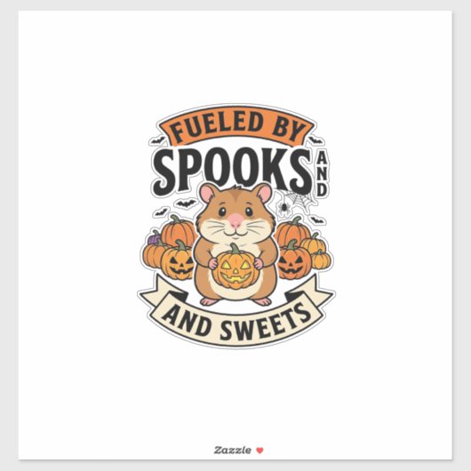 幽霊にエネルギーをもらうハロウィンハムスター 怖可愛い_1 シール (シート)