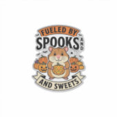 幽霊にエネルギーをもらうハロウィンハムスター 怖可愛い_1 シール (正面)