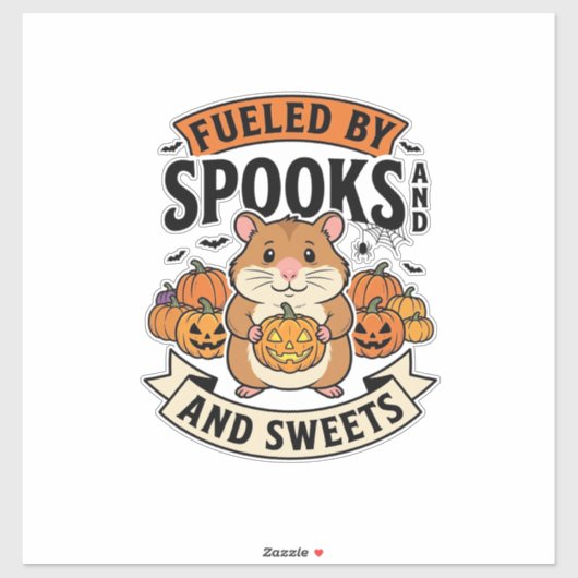 幽霊にエネルギーを与えられたハロウィンハムスター 面白い かわいい_1 シール (シート)