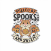 幽霊にエネルギーを与えられたハロウィンハムスター 面白い かわいい_1 シール (正面)