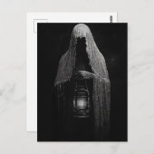 幽霊に白と黒のランタンが ポストカード (正面/裏面)