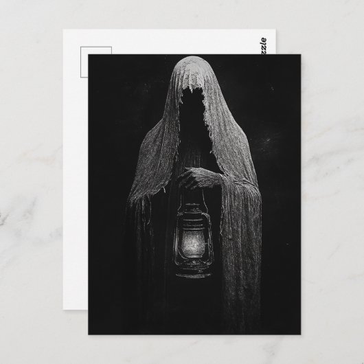 幽霊に白と黒のランタンが ポストカード (正面/裏面)