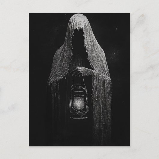 幽霊に白と黒のランタンが ポストカード (正面)