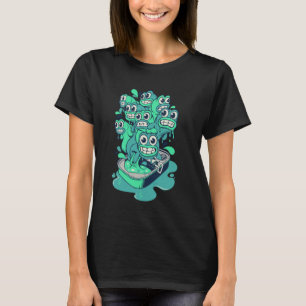 幽霊のおもしろいイワシが漫画の魚の食べ物にシールすることができる Tシャツ