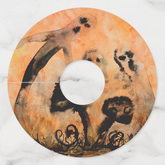 幽霊のきのこのペーパーワイングラスのラベル ワイングラスタグ (正面)