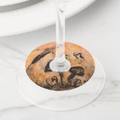 幽霊のきのこのペーパーワイングラスのラベル ワイングラスタグ (クローズアップ)