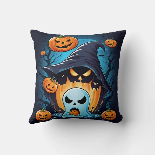 幽霊のようなカボチャがハロウィーンの精神を生き生きとさせる クッション (裏面)