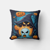 幽霊のようなカボチャがハロウィーンの精神を生き生きとさせる クッション (正面)