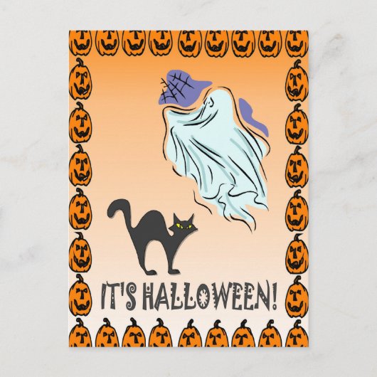 幽霊のようなハロウィーン ポストカード (正面)