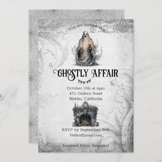 幽霊のような事件のハロウィーン 招待状 (正面/裏面)