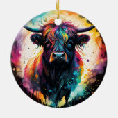 幽霊のような恵み：幽霊のようなホログラフィックな高地の牛 セラミックオーナメント (裏面)