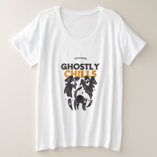 幽霊のような悪寒を追いかける プラスサイズTシャツ (デザイン正面)