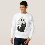 幽霊のような猫の不気味雰囲気 – かわいいTシャツ スウェットシャツ (正面フル)