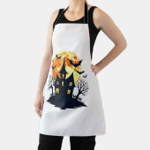幽霊のよく出るこうもり付きハウス不気味- Halloween Tee エプロン (インサイチュ)
