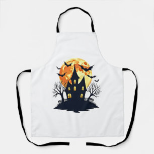 幽霊のよく出るこうもり付きハウス不気味- Halloween Tee エプロン