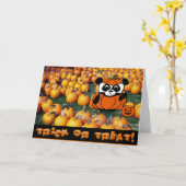 幽霊のよく出るなトウモロコシの当惑の悪魔の衣裳のパンダ カード (黄色い花)