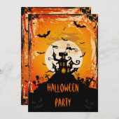 幽霊のよく出るな城のハローウィンパーティ 招待状 (正面/裏面)