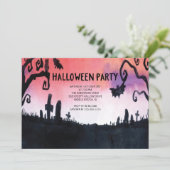 幽霊のよく出るな墓地のハローウィンパーティの招待状 招待状 (スタンド正面)