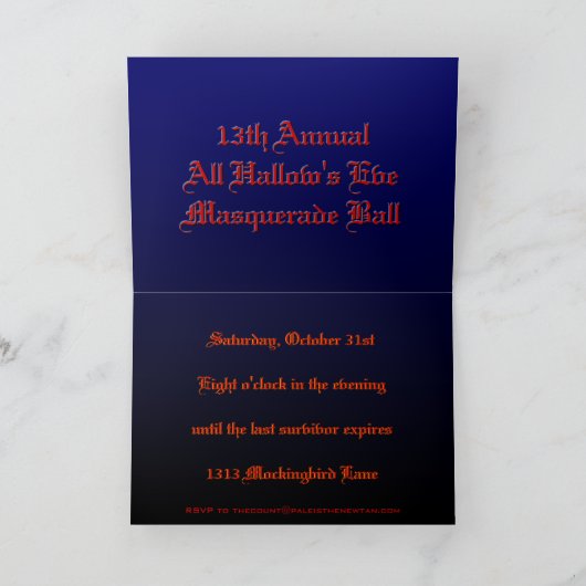 幽霊のよく出るな大邸宅のカスタムな挨拶状 招待状 (内部)