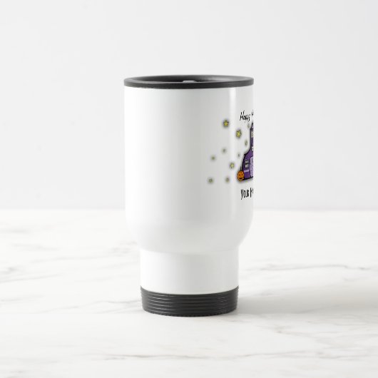 幽霊のよく出るな校舎のハロウィンの先生のマグ トラベルマグ (中央)