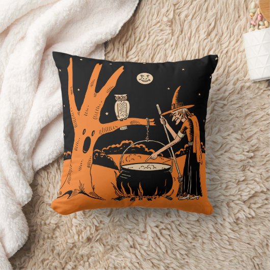 幽霊のよく出るな森林のヴィンテージのハロウィンの魔法使い クッション (ブランケット)