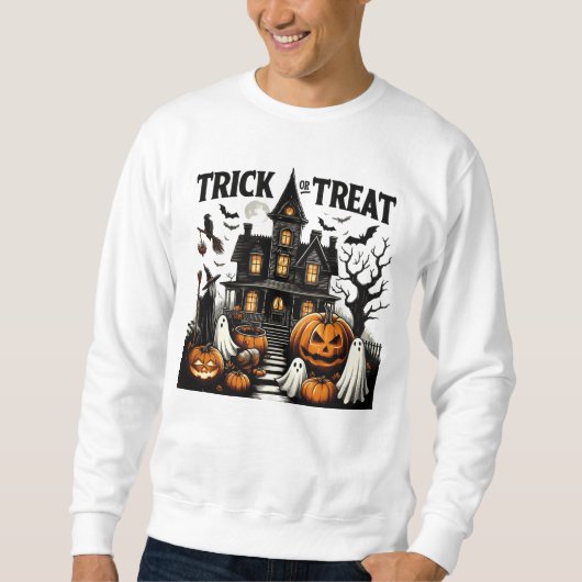 幽霊のよく出るカボチャと幽霊の家! スウェットシャツ (正面)