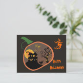 幽霊のよく出るカボチャのハロウィーン葉書の家 ポストカード (スタンド正面)