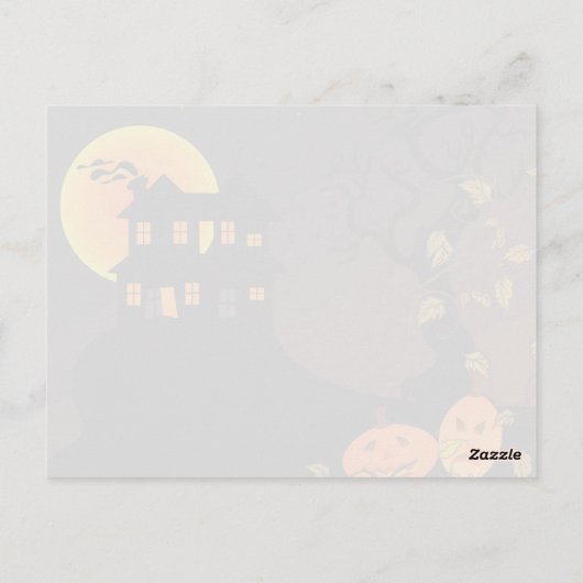 幽霊のよく出るカボチャのハロウィーン葉書の家 ポストカード (裏面)