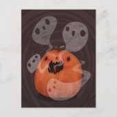 幽霊のよく出るカボチャ幽霊かわいいハ不気味ロウィン ポストカード (正面)