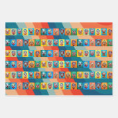 幽霊のよく出るカーニバル:ヴィンテージハロウィーンピエロマスク ラッピングペーパーシート (正面3)