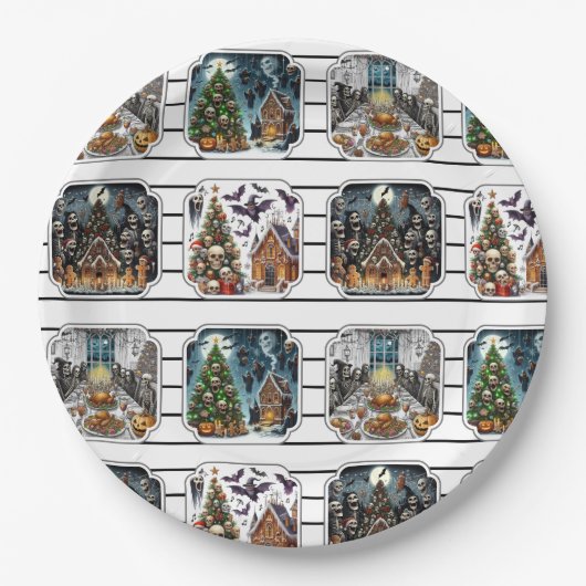 幽霊のよく出るクリスマスパーティープレート- set 3 ペーパープレート (正面)