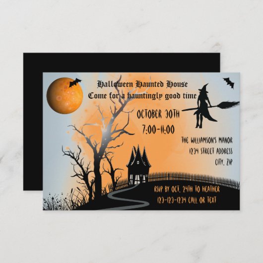 幽霊のよく出るシーン – 3x5ハウス幽霊のよく出る招待状 招待状 (正面/裏面)