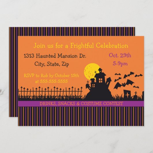 幽霊のよく出るストライプ 招待状 (正面/裏面)