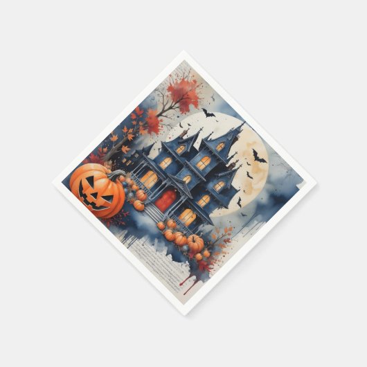 幽霊のよく出るハウスアンダーザムーンライトハロウィーン魔法 スタンダードカクテルナプキン (角)
