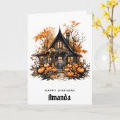 幽霊のよく出るハウスウィズパンプキンズオータム誕生日 カード (黄色い花)