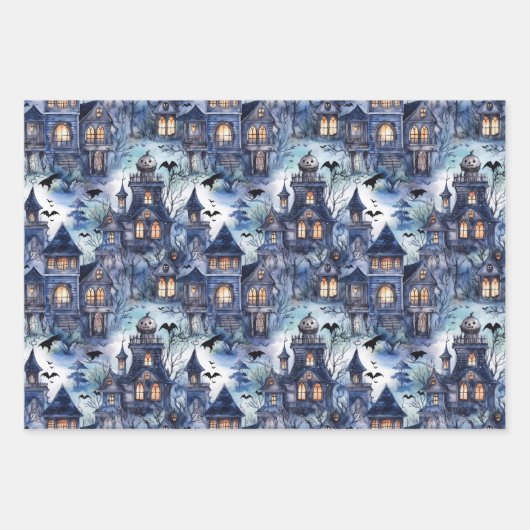 幽霊のよく出るハウスエレガントハロウィーン ラッピングペーパーシート (正面)